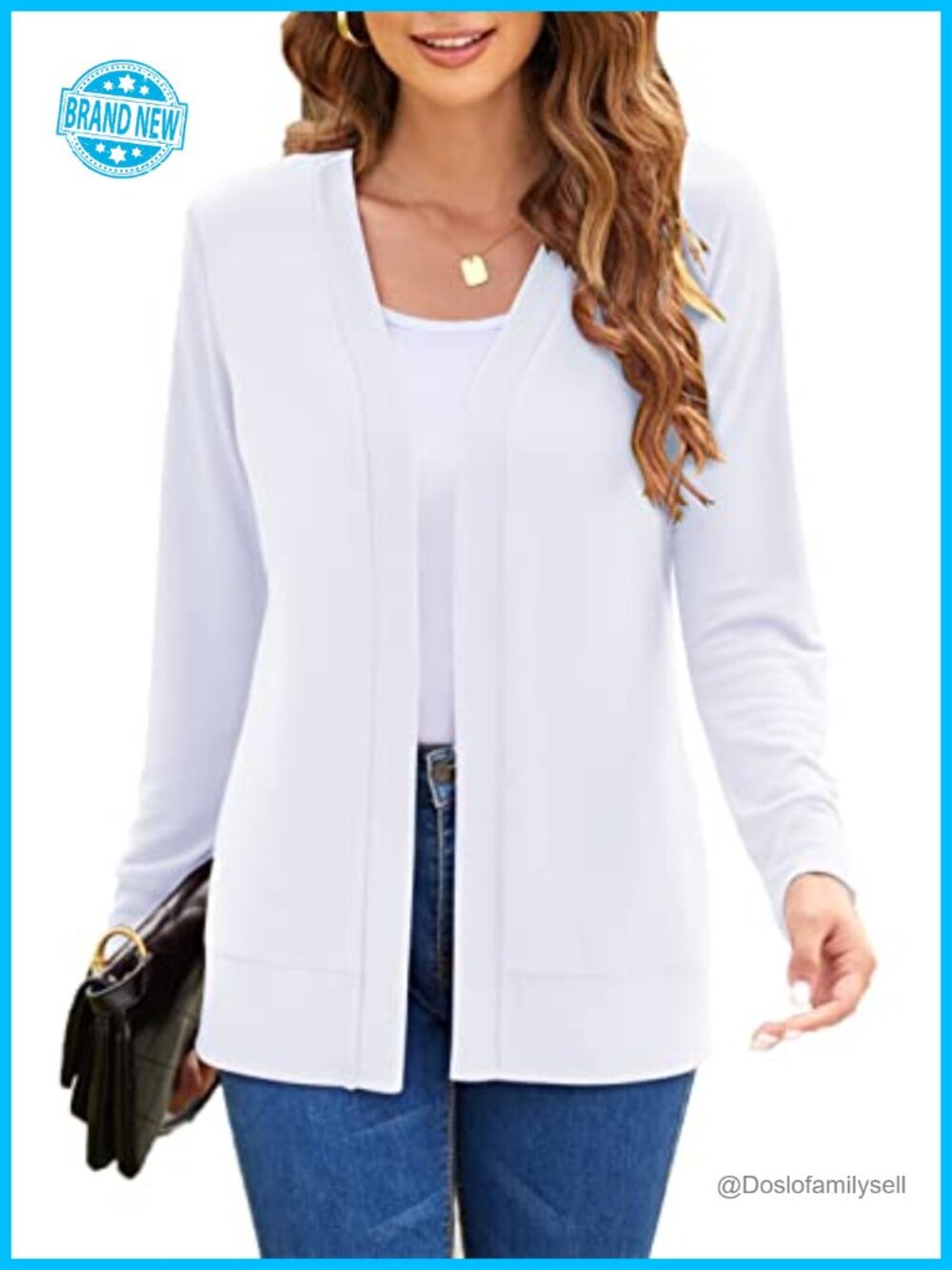 Women's Long Sleeve Open Front Cardigan Lightweight Knit Sweater